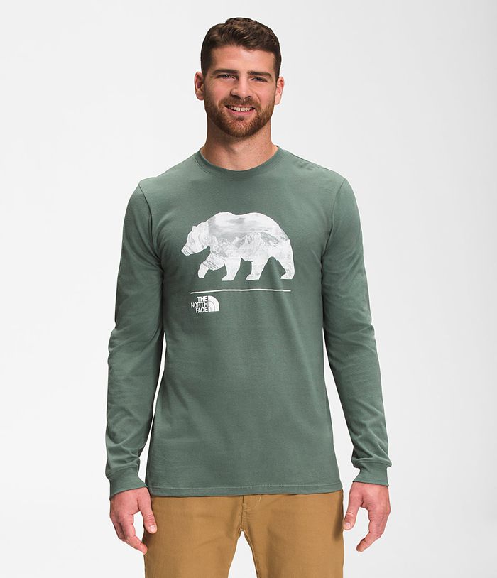 Camiseta The North Face Hombre Bearscape Manga Larga Verde - Peru 89456YBNE